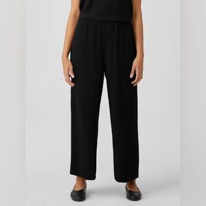 Eileen Fisher Textured Cupro Wide-Leg Pant Black NWT Size Large
